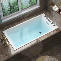Baignoire carrée moderne encastrable de style japonais avec fonction de trempage chauffant, en acrylique, pour usage domestique (adultes)