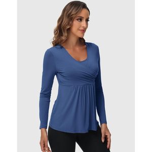 Camiseta de maternidad para mujer, de manga larga, suave y fresca, informal, para embarazo, para dormir, de bambú. - Product Image 2