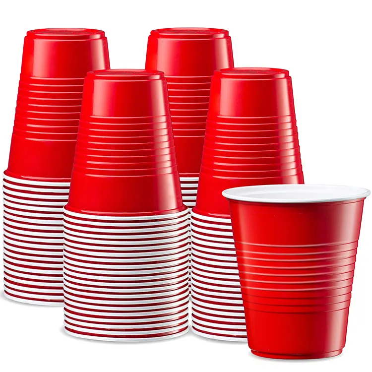 Custom Logo12oz 16oz 20oz 24oz Disposable Pet Pla Eco Strawless Plastic Clear Beverage Coffee Red Cups with Lids for Shop Party