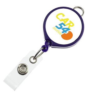 Porte-badge rétractable rond opaque personnalisé avec attache de cordon <span class=keywords><strong>pour</strong></span> carte d'identité, cadeau d'entreprise, impression de logo - Product Image 1