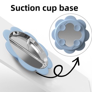 Plato de Silicona Antideslizante de Acero Inoxidable 304 para Bebés Recién Nacidos, Plato de Alimentación Portátil con División y Succión para Niños Pequeños - Product Image 3