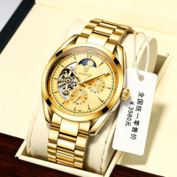 Montre mécanique automatique de luxe pour homme, multifonction, chronographe, acier inoxydable, étanche 30m, fabrication d'usine.