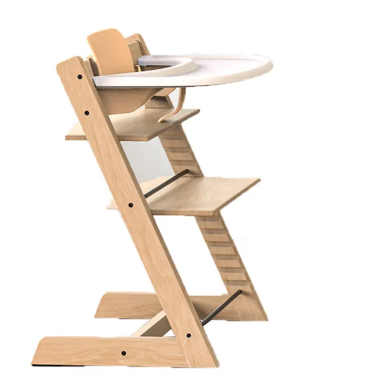 Silla alta de madera para niños, asiento portátil multifuncional con ajuste de crecimiento de comedor