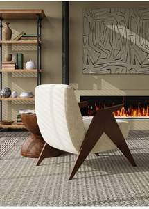 Sillón individual minimalista Español moderno de madera maciza, sillón de ocio para sala de estar de estilo italiano - Product Image 5