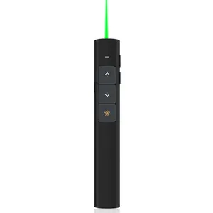2.4Ghz USB şarj edilebilir kablosuz sunum yeşil lazer işaretçi PPT uzaktan kumanda kalem Powerpoint sunum sayfa kontrolü