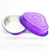 Moule à gâteau jetable en forme de coeur de vente chaude moule de cuisson en papier d'aluminium coloré tasses à pouding à cupcake avec couvercle en dôme