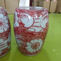 Siège de jardin en porcelaine rouge sous-glaçurée chinoise, motif animal et floral peint à la main, tabouret décoratif en céramique pour la décoration intérieure