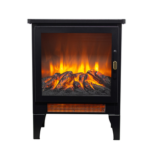 17 Inch Freestanding Modern Electric Fireplace Stove Heater with 3D Flame Effect Adjustable Height and Black Living Room Cabinet - Product Image 2