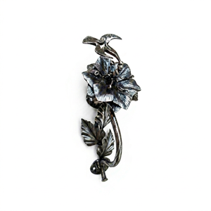 Wrought iron door handle featuring an exquisite floral design and a painted finish – a decorative accent for gates or doors. - Product Image 1