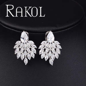Pendientes de Circonita con Forma de Marquesa, de Lujo, para Boda, RAKOL EP4084 - Product Image 4