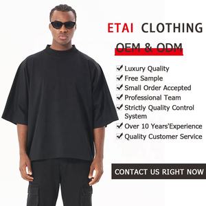 Streetwear personnalisé de haute qualité pour hommes T-shirt surdimensionné imprimé 100% coton tissu tricoté vierge épais - Product Image 6