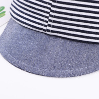 Gorro Unisex con Bordado de Rayas Rosas para Niños de 1 a 3 Años, Uso Diario, Primavera/Verano, Algodón, 48-50 cm de Circunferencia de Cabeza, Etiqueta de Estrella