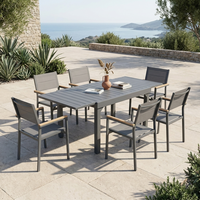 Chaise de salle à manger d'extérieur moderne en aluminium avec tissu en maille respirante, empilable, portable, résistante aux intempéries, pour café