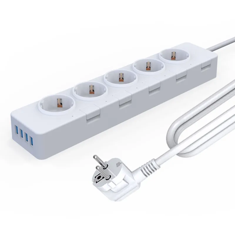 Switch 16a 4 Usb 3a 6 Ways Eu Extension Power Strip Schuko Type-F Elektrische Stopcontact Met Individuele Schakelaars