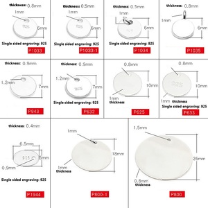 Gümüş daire marka bilezik küçük asılı Charm S925 yuvarlak kolye kuyruk etiketi DIY gümüş parça takı kolye aksesuarları - Product Image 3