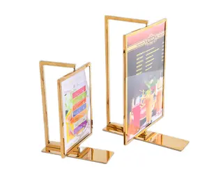 Acrylic tabletop A4 A5 size metal frame revolving display board drink shop desktop activity advertising poster stand