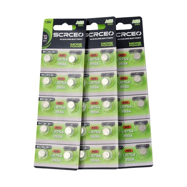 Hot Selling Factory Price Alkaline Button1.5V AG5 Button Cell Battery 1.5V Battery LR754 LR48 193 393
