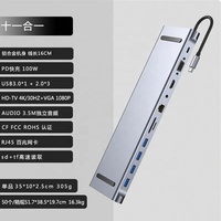 Hub USB-C 11-en-1 3.0 avec station d'accueil pour ordinateur portable, lecteur de cartes SD/TF, RJ45, adaptateur répartiteur Type-C vers 4K PD 100W pour MacBook