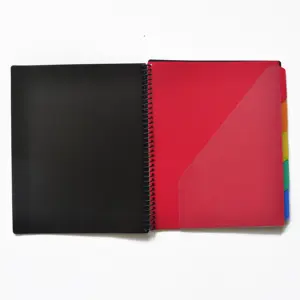 Organizzatore per raccoglitori a linguette 1/5 con etichette adesive e copertina trasparente 10 Pocket PP Project Organizer