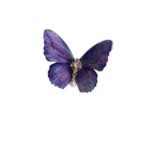 Vintage polarized purple butterfly shape hair clip for kids Cute alloy plastic duck clip hairpins for girls headwear