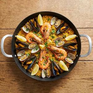 Sartén <span class=keywords><strong>para</strong></span> <span class=keywords><strong>Paella</strong></span> de Acero al Carbono de 14 Pulgadas/35 cm, Diseño Exclusivo de Fábrica, Compatible con Inducción, Estilo Americano - Product Image 3