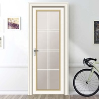 Porte battante intérieure en alliage d'aluminium avec verre fini pour salle de bain et hôtel