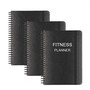 Black Custom Book Printing Digital Printing PU Leather Hardcover <b>A5</b> <b>Spiral</b> Binding BSCI Certified 100 Sheets <b>Notebook</b> Workout - Product Image 1