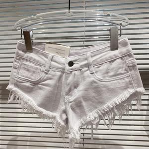 Shorts en jean rétro à franges Viviblook Z0123PT pour femme – Short sexy déchiré taille basse coupe droite jambe large pour l'été - Product Image 6