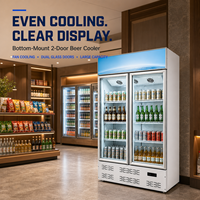 Kulkas Minuman Komersial Pintu Kaca, Pendingin Minuman Tegak, Lemari Pendingin Display untuk Bar, Hotel, Restoran, Supermarket