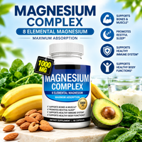 Capsules de glycinate de magnésium, 90 capsules, magnésium végétal marin, extrait de plante