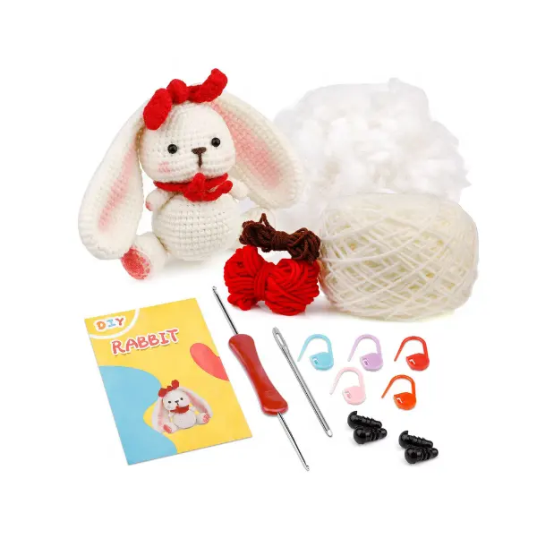 Kit renda hewan dengan aksesori Diy untuk Kit boneka rajut Diy untuk pemula Diy Kit Crochet untuk anak perempuan