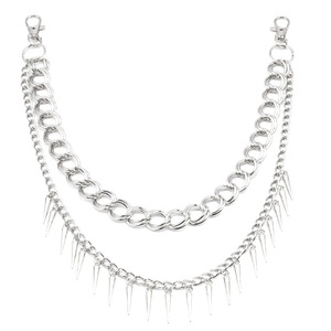 Cadena de cintura de doble capa con remaches de aleación de zinc, accesorio de moda hip hop punk para uso diario. - Product Image 5