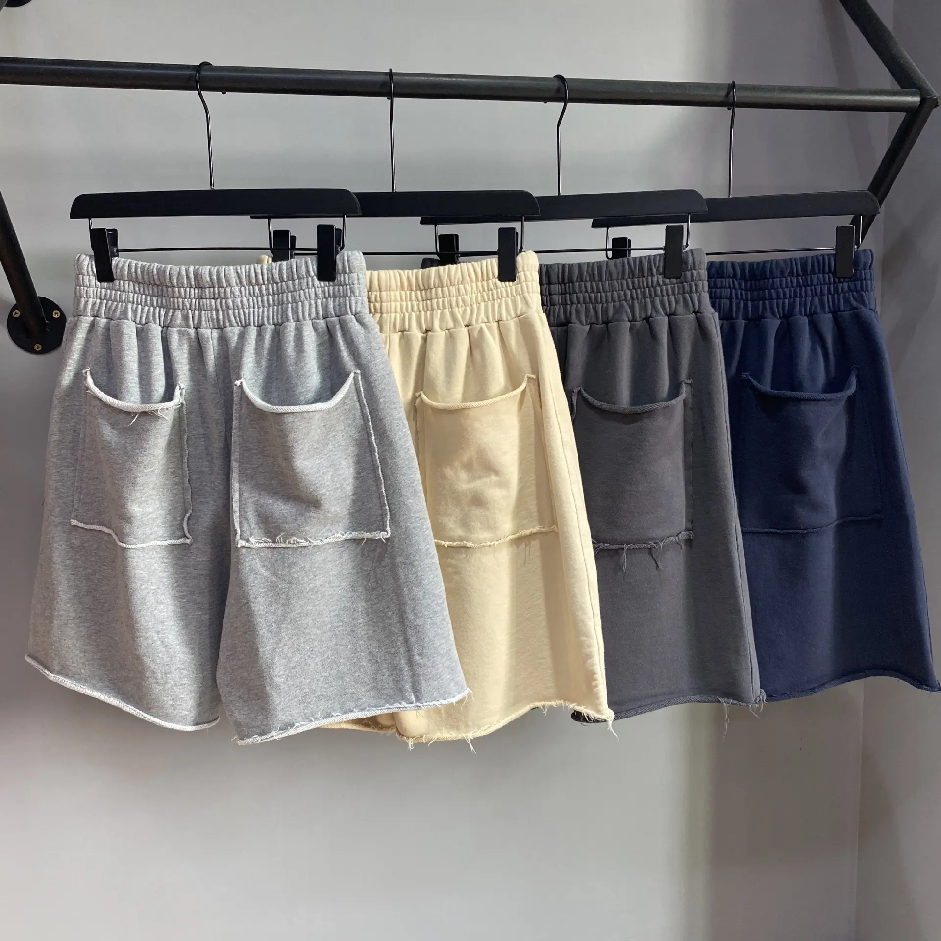 Slim Fit 81% Cotton 19% Polyester Sweat Fleece Unisex Custom Mens Gym Brown Shorts For Men Streetwear