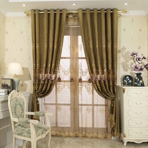 Cortinas bordadas de chenilla gruesa aterciopelada exquisita de lujo agradable de alta calidad para la sala de estar - Product Image 3