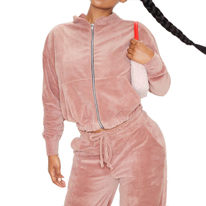 Custom <strong>Velvet</strong> <strong>Tracksuit</strong> pink <strong>Velvet</strong> <strong>Tracksuit</strong> <strong>Women</strong> Zip up Bomber <strong>Velvet</strong> Jacket <strong>Tracksuit</strong> Set - Product Image 1