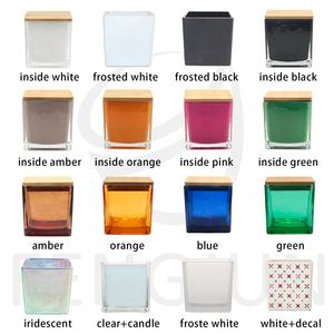 Fengjun เทียนแก้ว100% หรูขนาด130มล. 4.4ออนซ์เทียนหอมไร้ควันเทียนทรงสี่เหลี่ยมสำหรับตกแต่งห้องและของขวัญ - Product Image 3