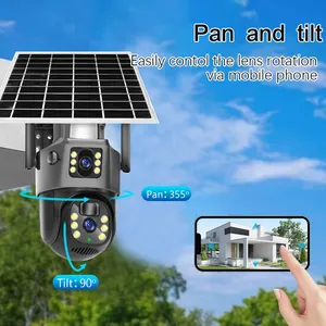 4Kพลังงานแสงอาทิตย์กล้องกลางแจ้งนาฬิกาปลุกLinkagedualเลนส์PTZ Humanoidติดตาม 4Gซิมการ์ดความปลอดภัยไร้สายWifiกล้องวงจรปิดพลังงานแสงอาทิตย์กล้อง 8mp