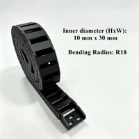 Cadena portacables plana de nylon tipo puente Yodel de 10x30mm de diámetro interior, personalizada para cables anchos