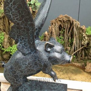 庭豚像アンティーク金属キャスト豚像ブロンズフライング豚彫刻ホームデコレーション用 - Product Image 6
