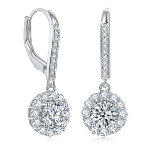 Pendientes Colgantes de Aleación de Estaño con Baño de Rodio y Titanio, con Moissanita Suelta Mixta en Forma de Llave y Corte Esmeralda, Decorativos para Aniversario - Product Image 3