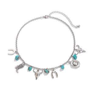 Collar retro turquesa multicapa para mujer, accesorios versátiles para collar, accesorios para dijes - Product Image 1