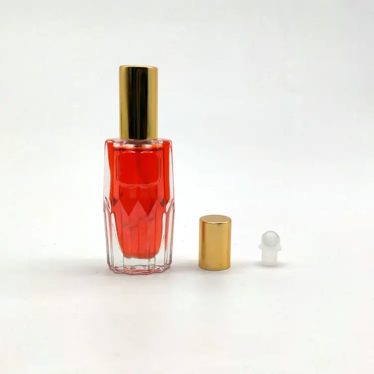 Botol Kaca Parfum Bening 15Ml, Semprotan Kristal Bentuk Kosong Botol Parfum dengan Penyemprot Kabut Emas Grosir