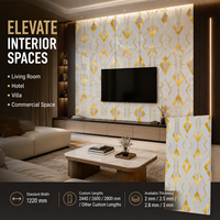 Panneau mural décoratif en PVC brillant MORLENX gris or géométrique, résistant aux UV, pour la décoration intérieure moderne des hôtels et villas