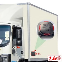 Alarm Suara dan Lampu 4PIN Bulat 100Db IP68 Tahan Air, Buzzer Mundur, Lampu Peringatan untuk Truk Berat, RV, Mobil, Peringatan Titik Buta
