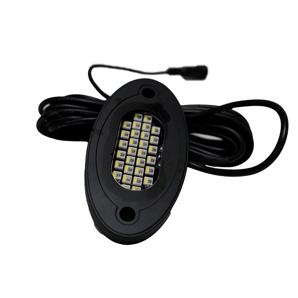 New RGB 30LED IP68 Waterproof Rock Lights Kit 4 Pods Underglow White Light Pod Flashing Music Mode Wheel Well Light Truck ATV