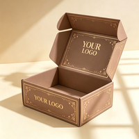Boîte d'expédition personnalisée en carton brun écologique, doublée d'éponge, estampage à chaud en feuille d'or, pelliculage mat, taille personnalisée, gaufrage