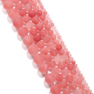 Frosted Watermelon Pink <b>Stone</b> <b>Beads</b> Round Loose <b>Beads</b> For Jewelry Making - Product Image 3