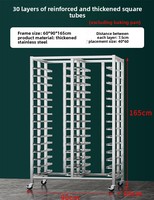 Chariot de rangement pour plaques de cuisson en acier inoxydable commercial avec revêtement autonettoyant, 4 roulettes, résistant à la corrosion, pour utilisation en four