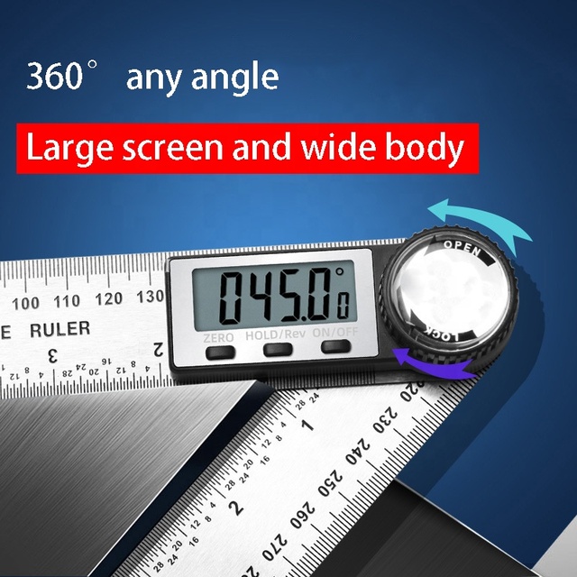 High Quality High Precision Digital Display Angle Ruler 200/300/500mm Multi-functional Woodworking Measuring Angle Ruler