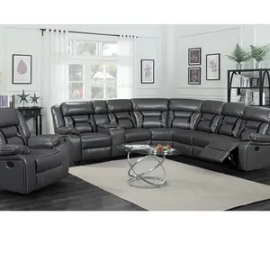 Phòng khách hiện đại sofa điện ngồi có thể ngả Da Cắt ngồi có thể ngả sofa đặt zoy reclinable sofa Set